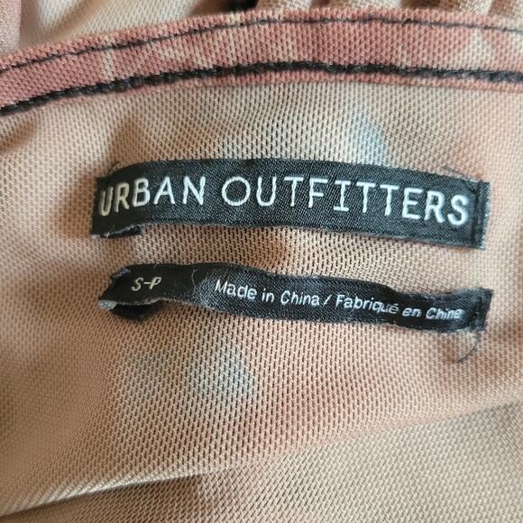 Small Urban Outfitters brown mesh floral maxi slip dress, very high thigh slit - Picture 5 of 5